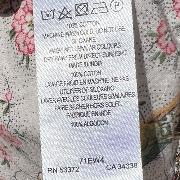 🌻Y2K Vintage French Connection Denim 1972 High Neck Bird Printed Dress Size 4 - Picture 8 of 8